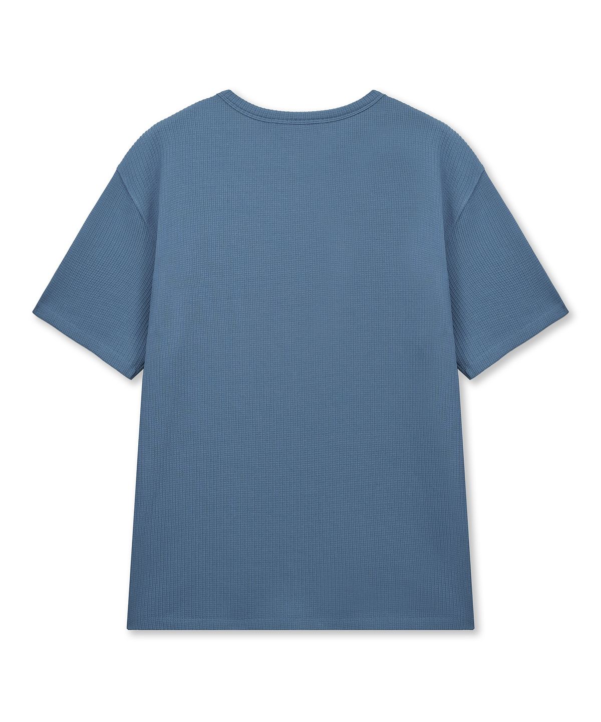 언지미크(UNGIMMICK) SHORT-SLEEVED WAFFLE HENLEY T-SHIRT (BLUE)