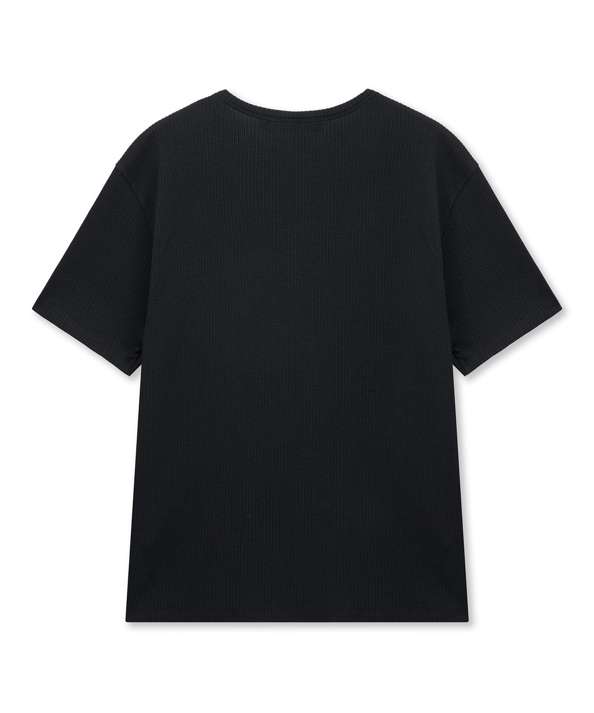 언지미크(UNGIMMICK) SHORT-SLEEVED WAFFLE HENLEY T-SHIRT (BLACK)