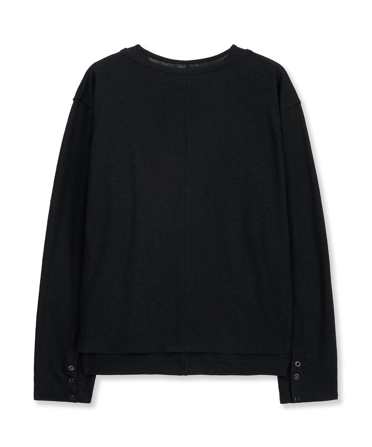 언지미크(UNGIMMICK) LAYERED HENLEY T-SHIRT (BLACK)