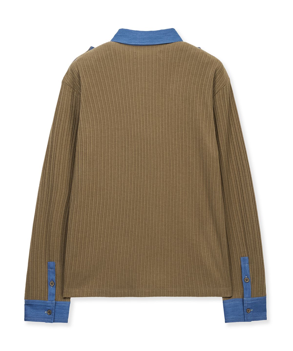 언지미크(UNGIMMICK) DENIM TRIM RIB POLO SHIRT (BROWN)