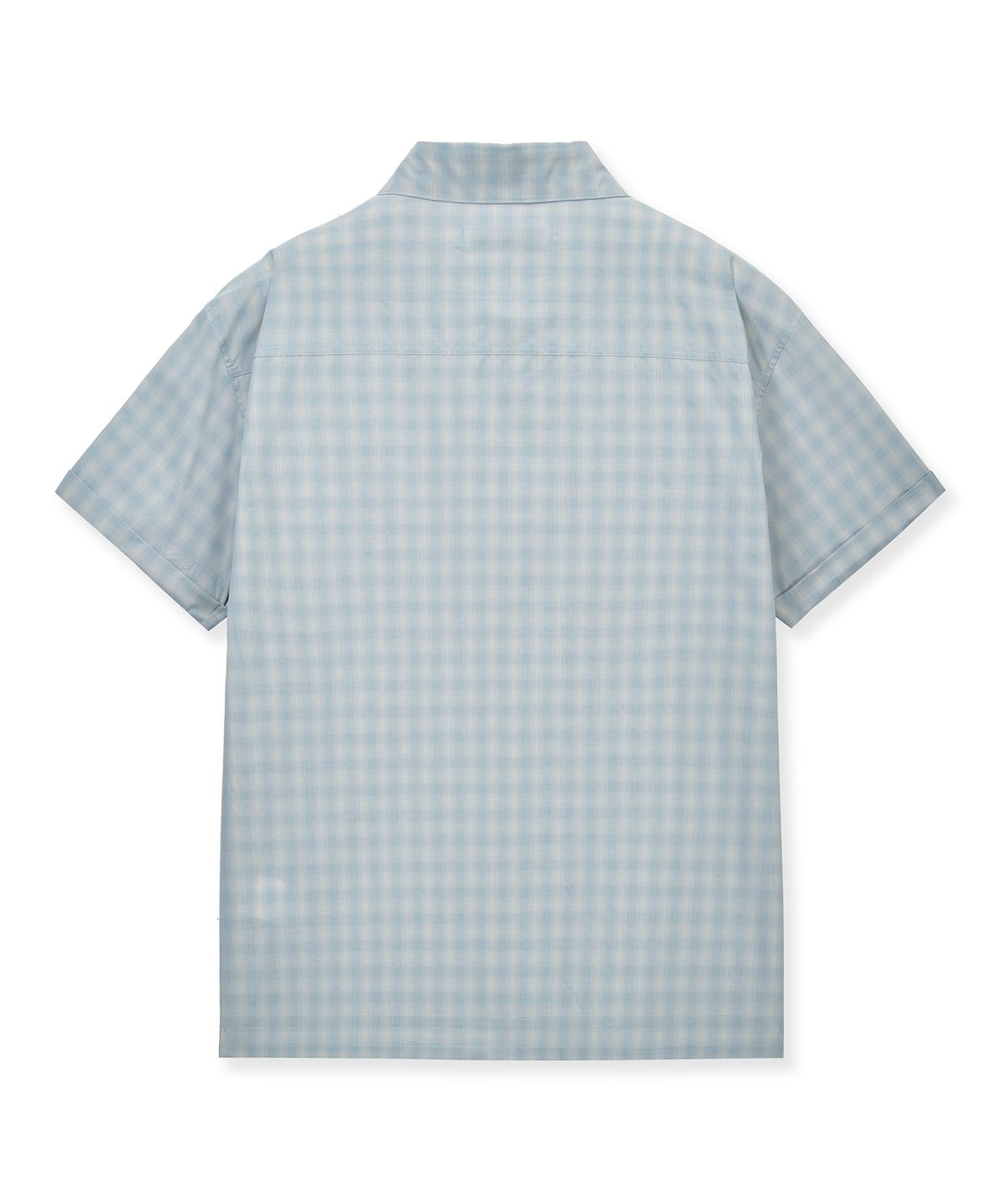 언지미크(UNGIMMICK) SHORT-SLEEVED OMBRE CHECK SHIRT (BLUE)