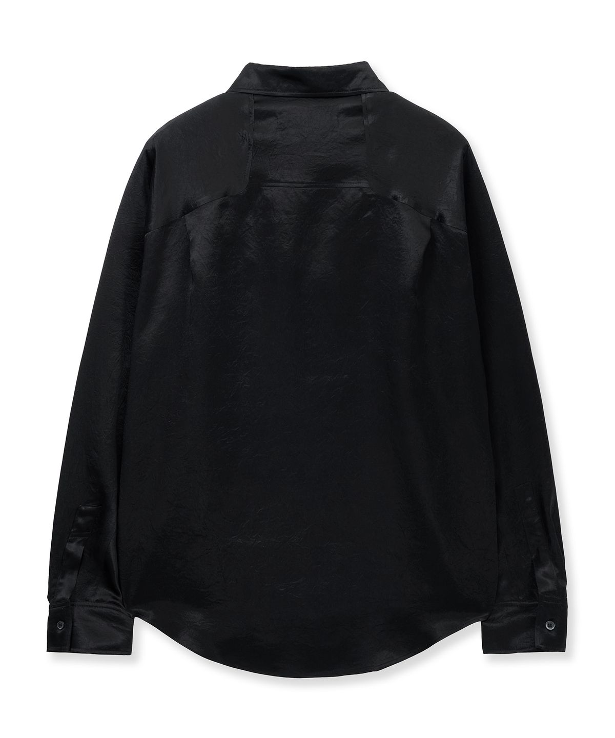 언지미크(UNGIMMICK) CRINKLED SATIN SHIRT (BLACK)
