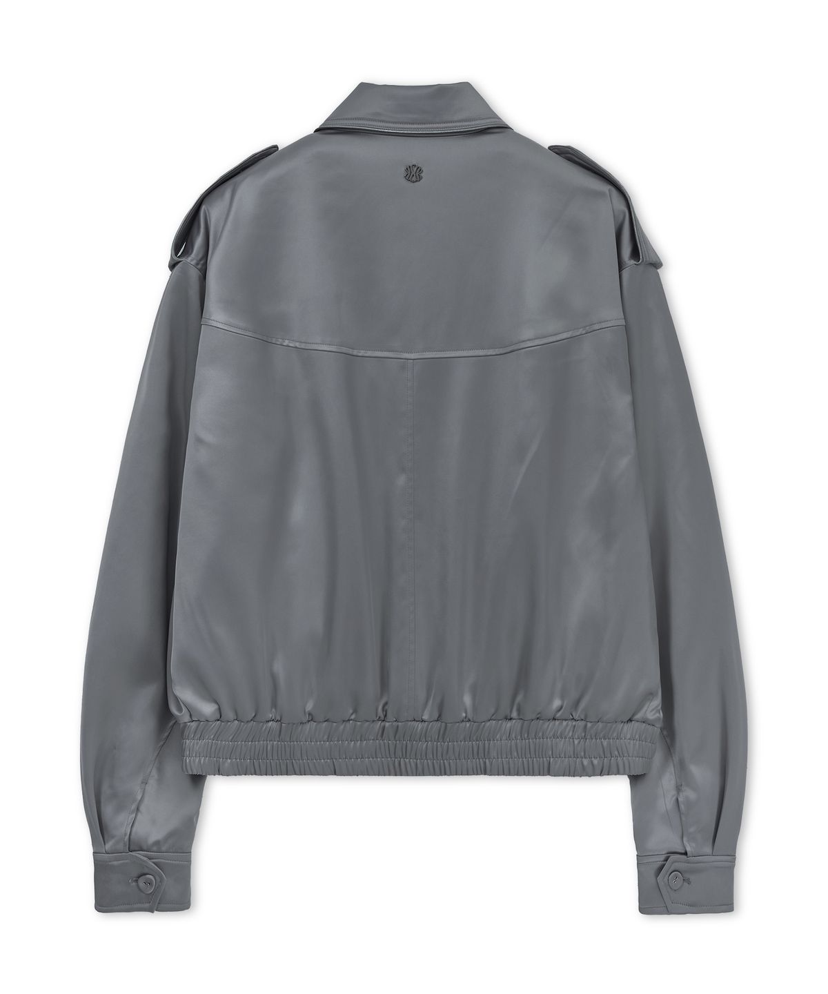 언지미크(UNGIMMICK) EPAULETTE SATIN BLOUSON JACKET (GRAY)
