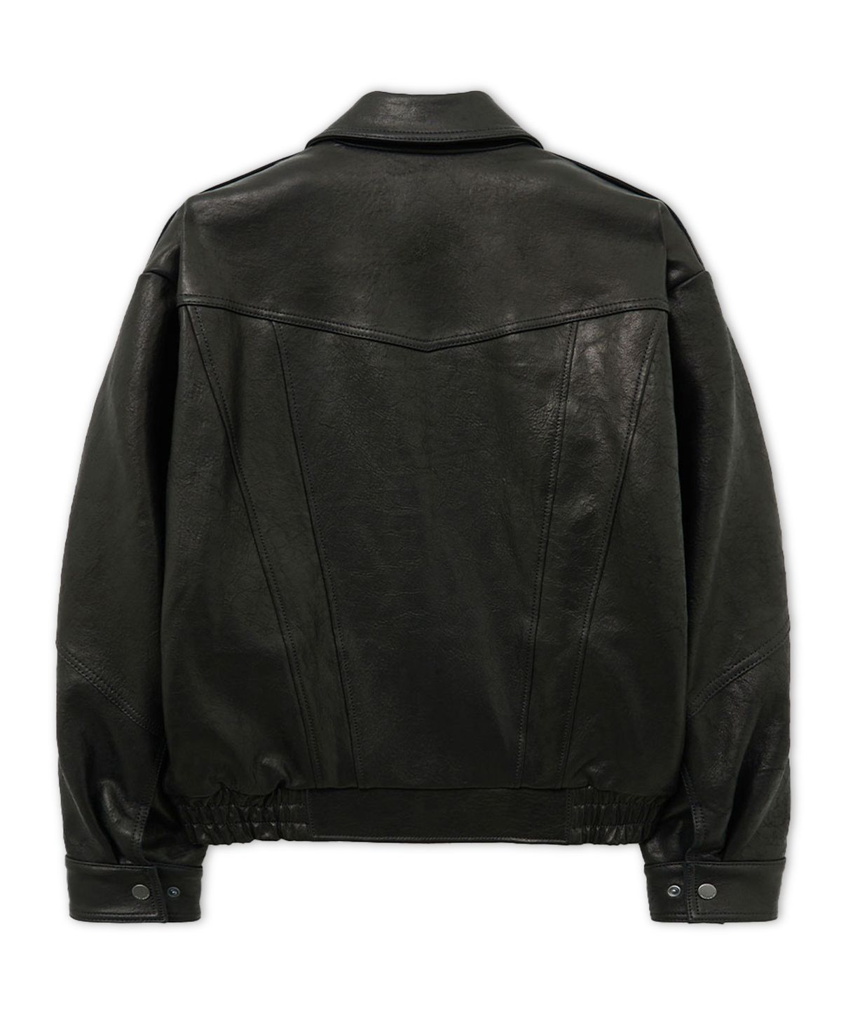 언지미크(UNGIMMICK) SHRUNKEN NAPPA LEATHER RIDER JACKET (BLACK / LAMBSKIN)