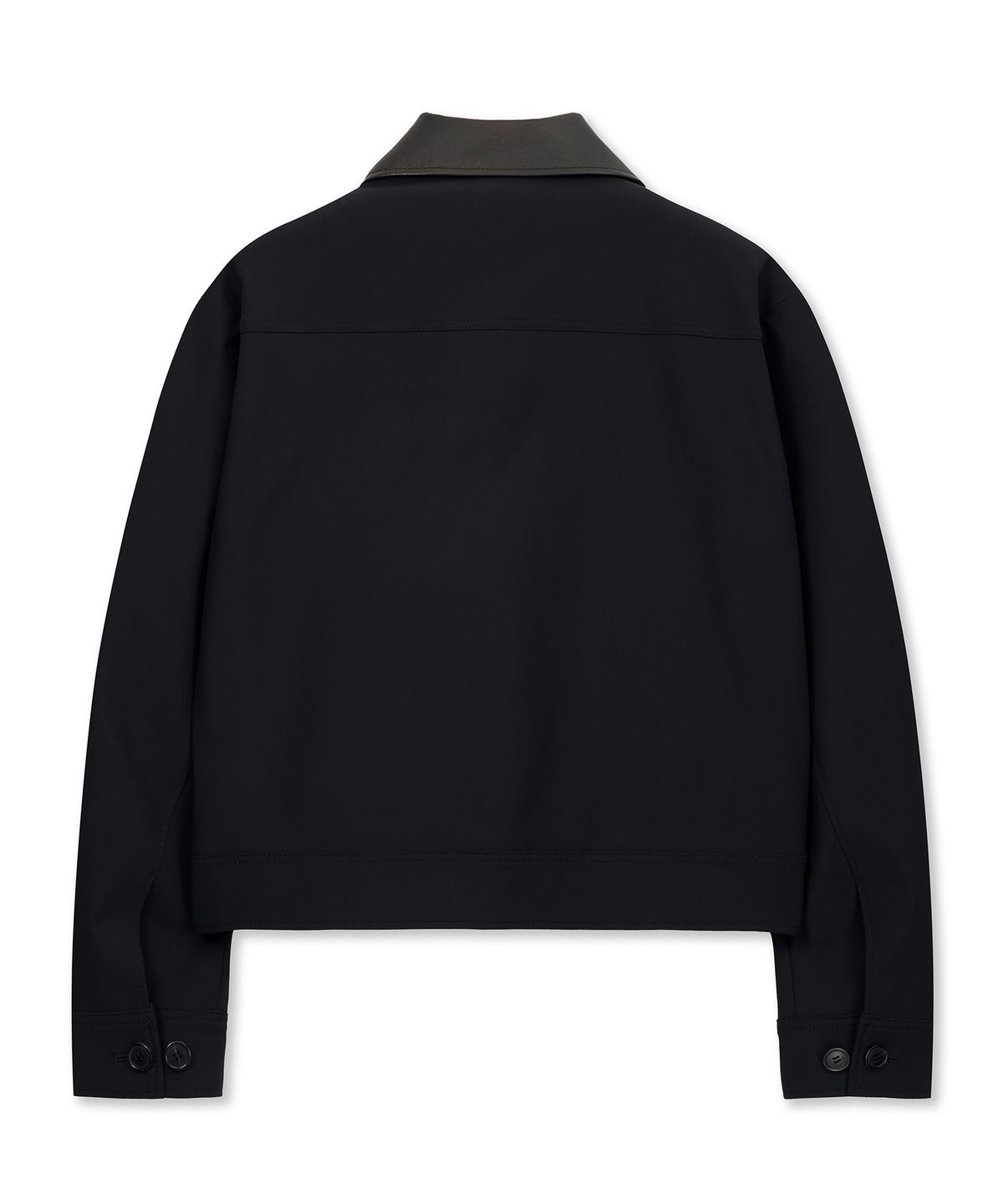 언지미크(UNGIMMICK) LEATHER COLLAR NYLON JACKET (BLACK)