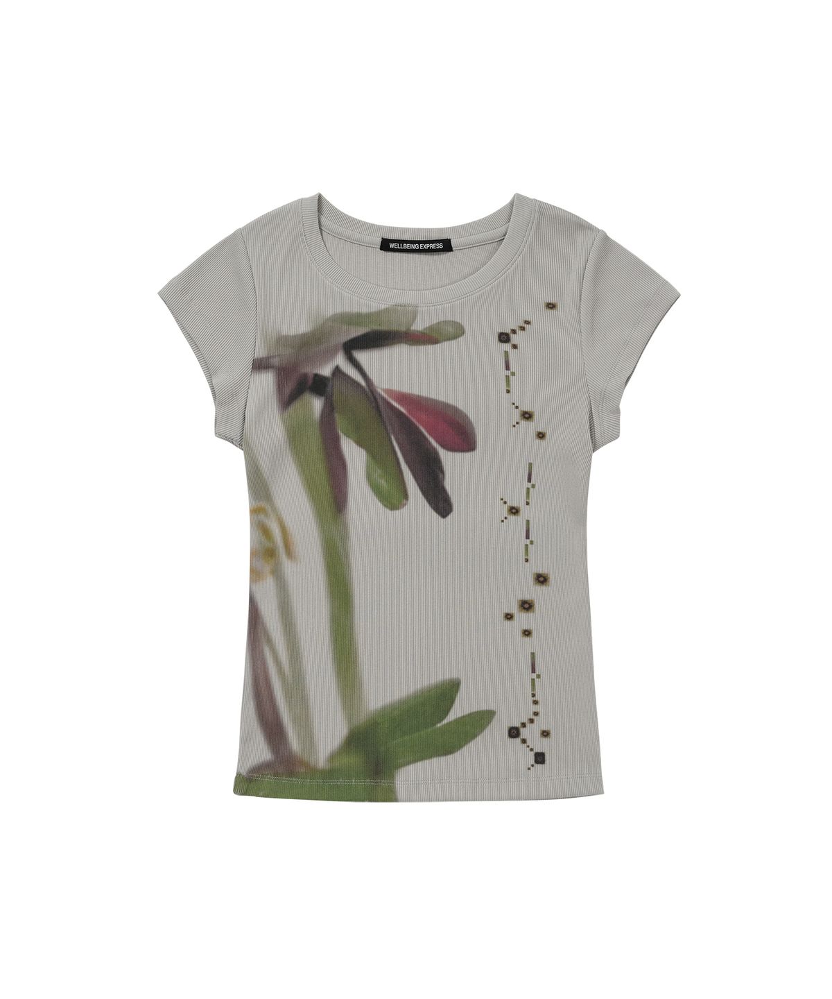 웰빙익스프레스(WELLBEING EXPRESS) Flower Half Sleeve-red Grey