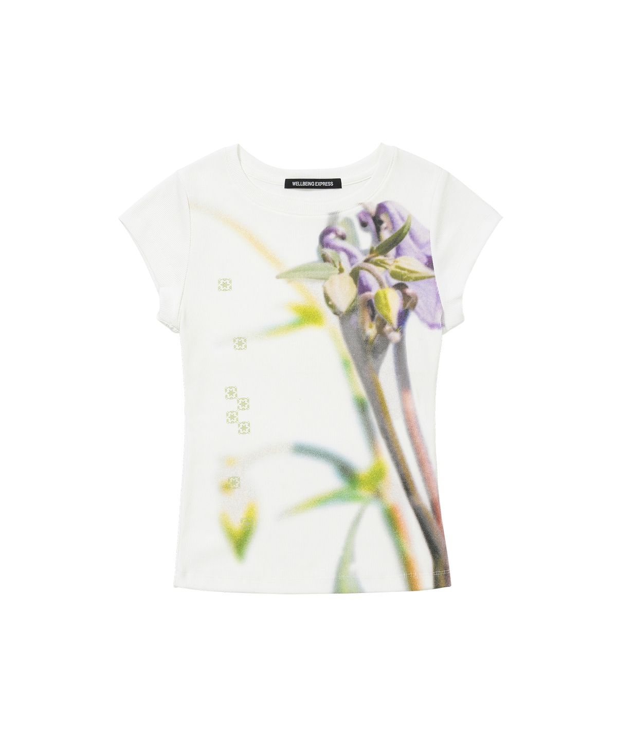 웰빙익스프레스(WELLBEING EXPRESS) Flower Half Sleeve-green White