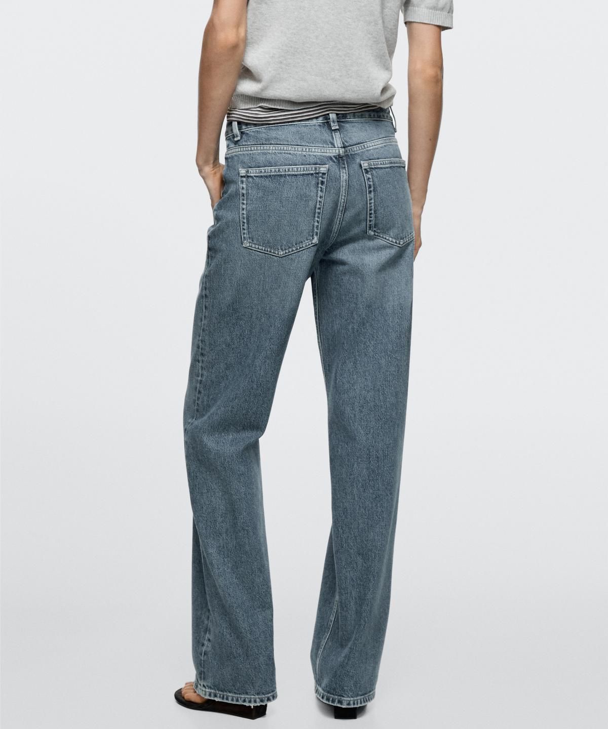 마시모두띠(MASSIMO DUTTI) 미드웨이스트 와이드 레그 진