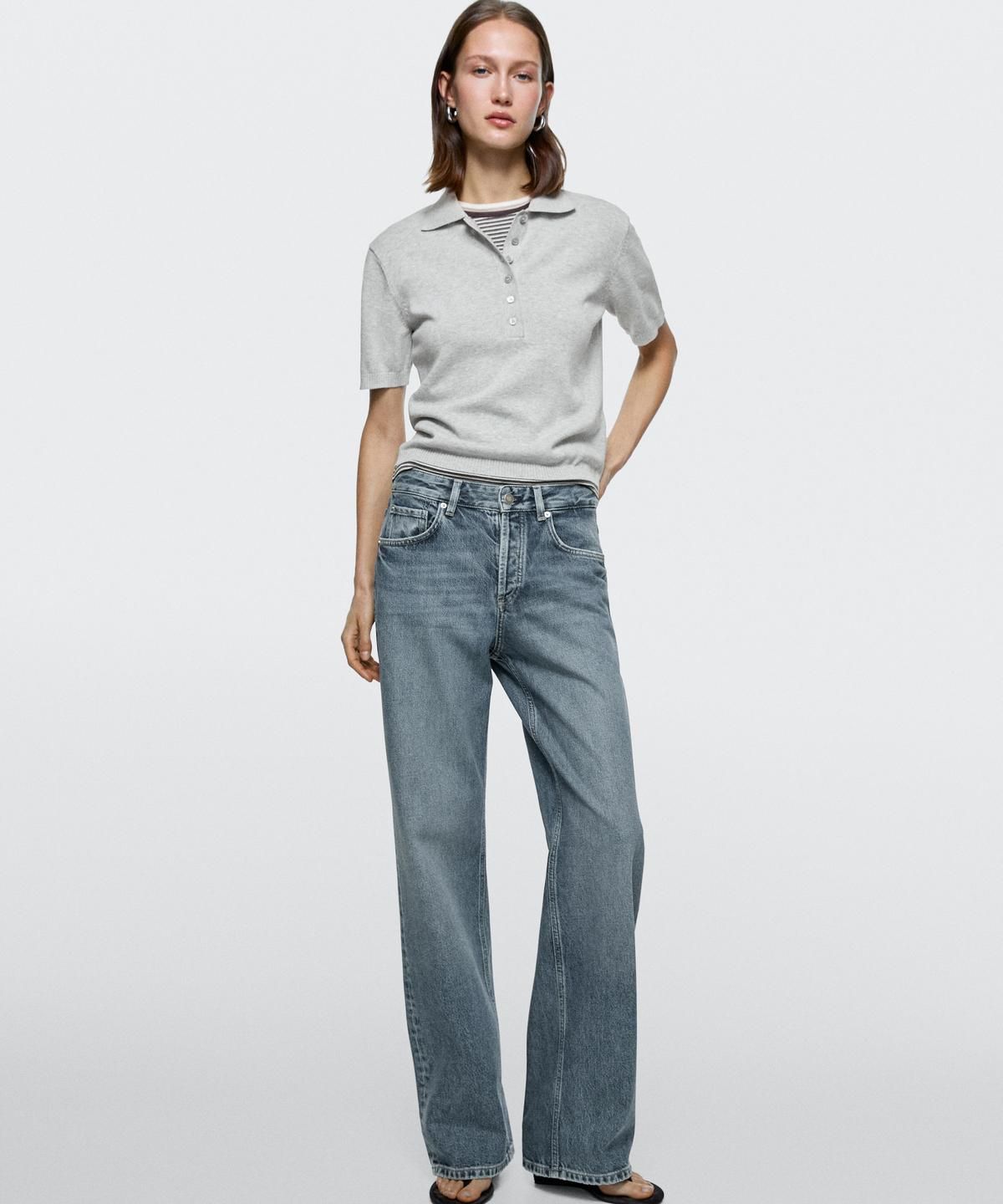 마시모두띠(MASSIMO DUTTI) 미드웨이스트 와이드 레그 진