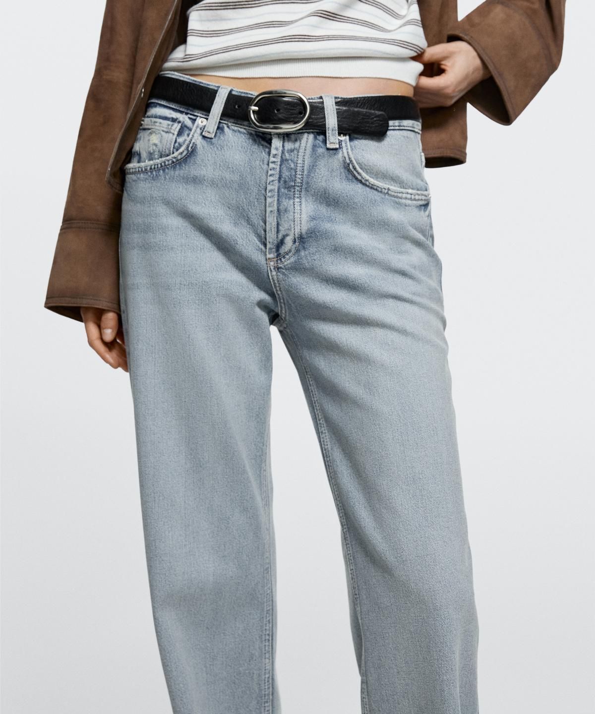 마시모두띠(MASSIMO DUTTI) 미드웨이스트 와이드 레그 진