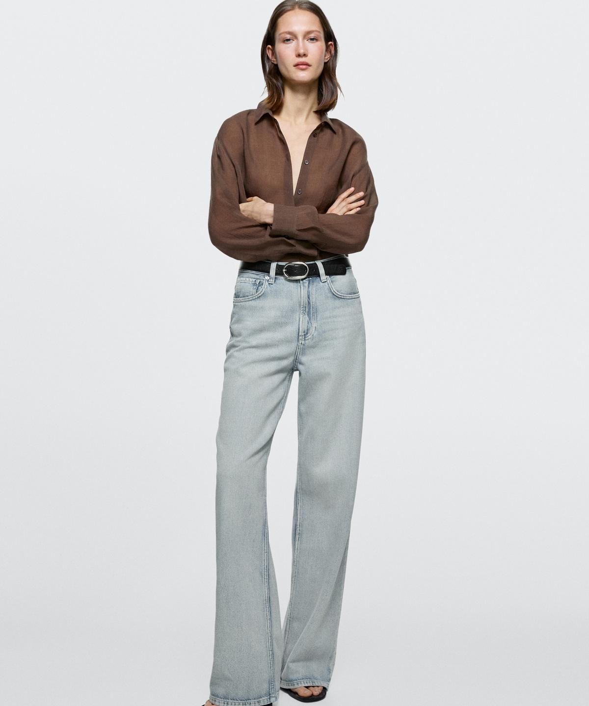 마시모두띠(MASSIMO DUTTI) 하이웨이스트 와이드 레그 진