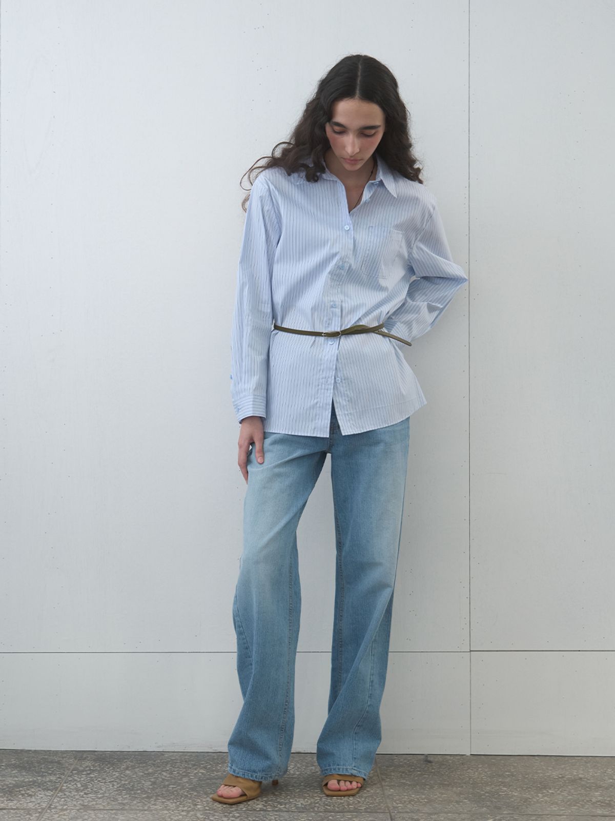 기준(KIJUN) Washed Relaxed Fit Jeans Blue