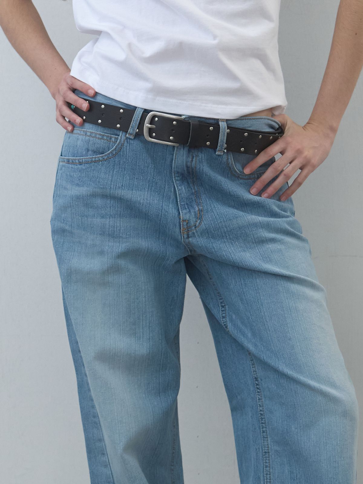기준(KIJUN) Washed Relaxed Fit Jeans Blue