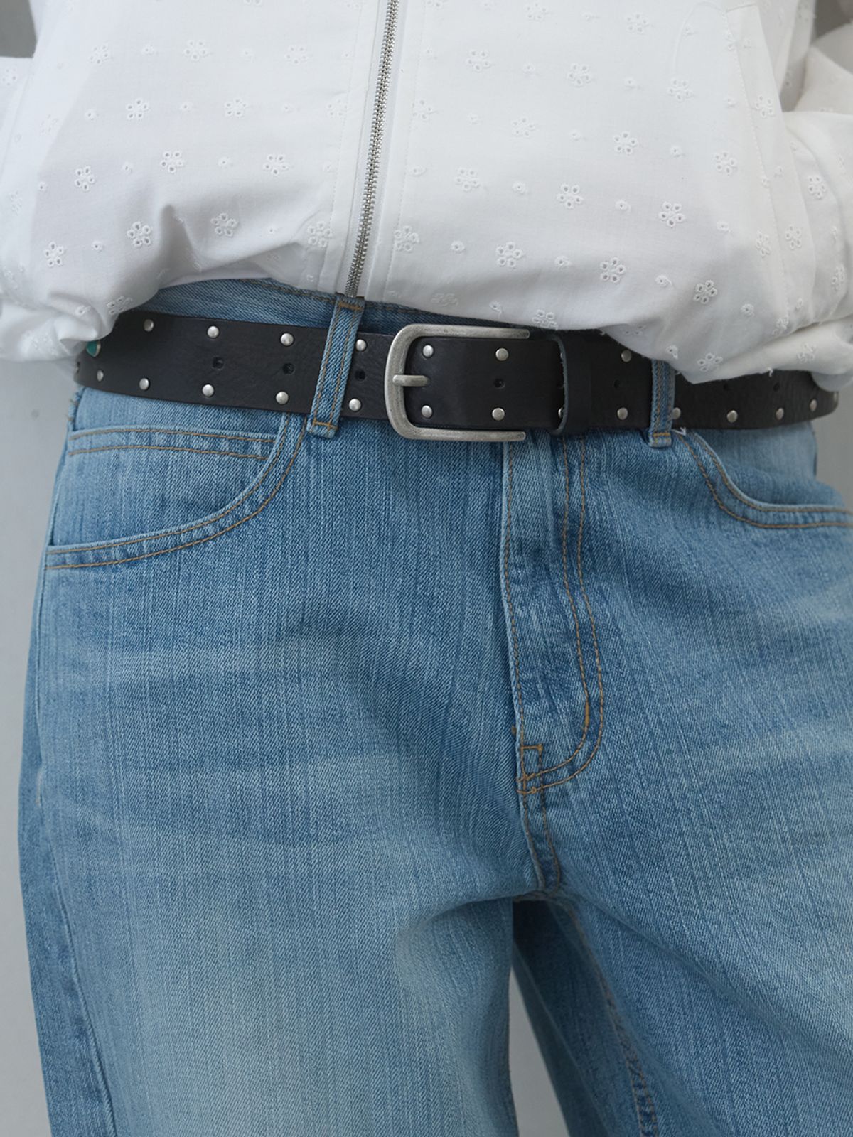 기준(KIJUN) Washed Relaxed Fit Jeans Blue