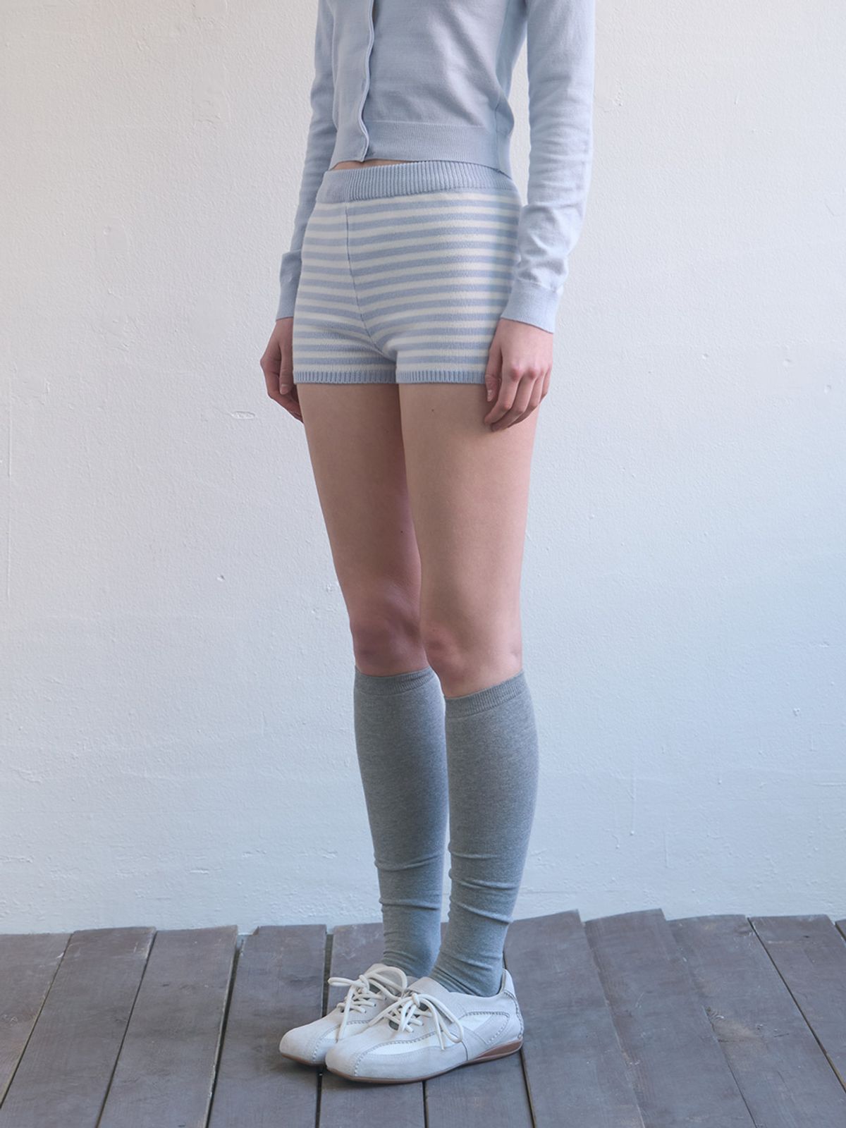 기준(KIJUN) Stripe Knit Shorts Sky Blue