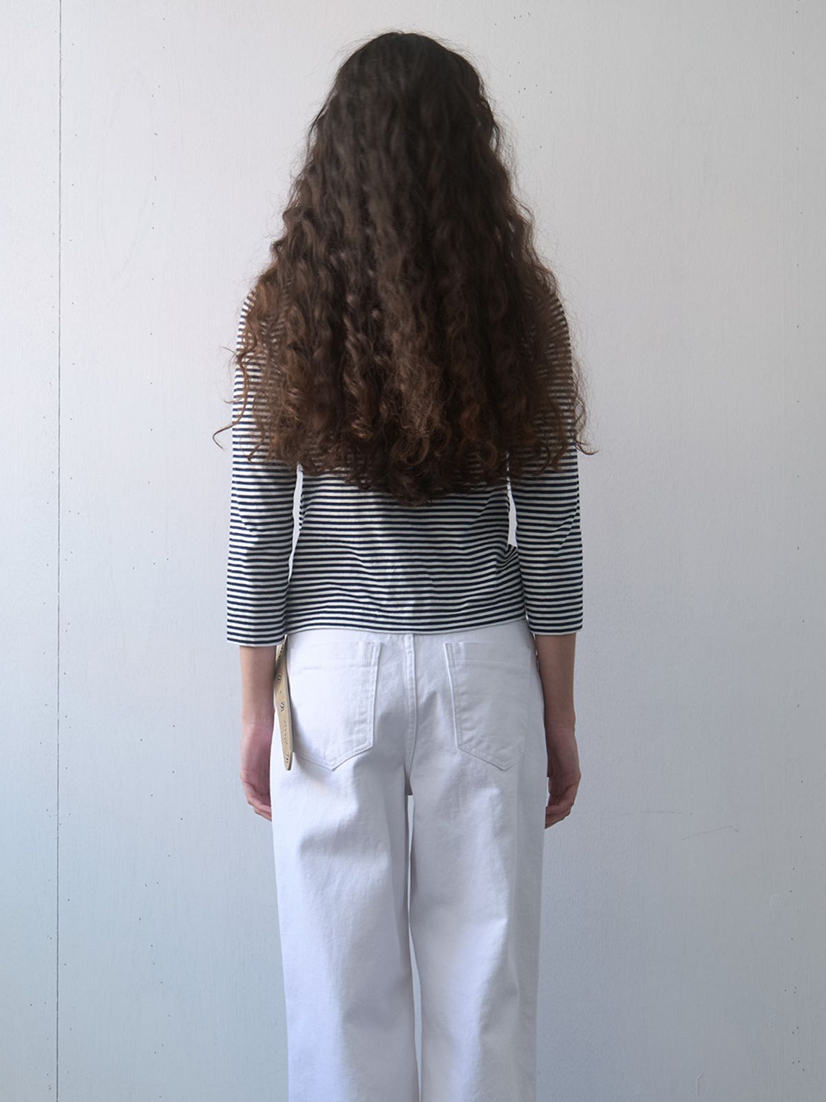 기준(KIJUN) Stripe Mid Sleeve Tee Navy