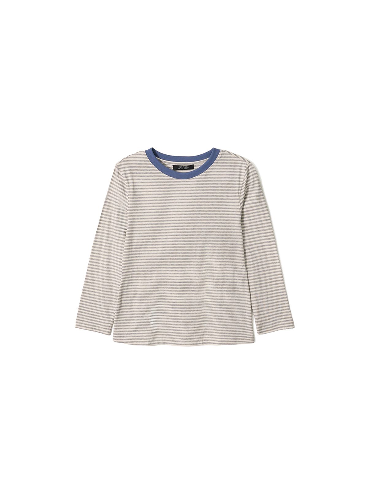 기준(KIJUN) Stripe Mid Sleeve Tee Melange Grey