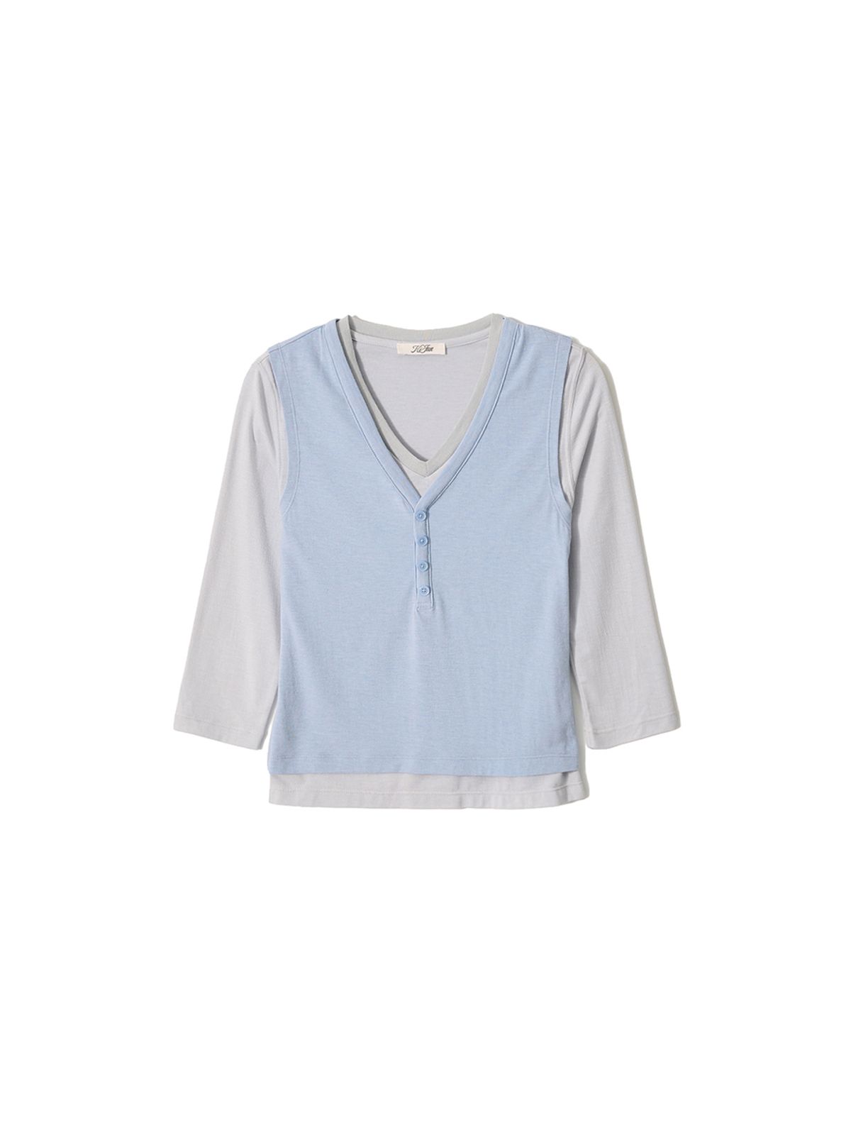기준(KIJUN) Layered V-Neck Tee Sky Blue