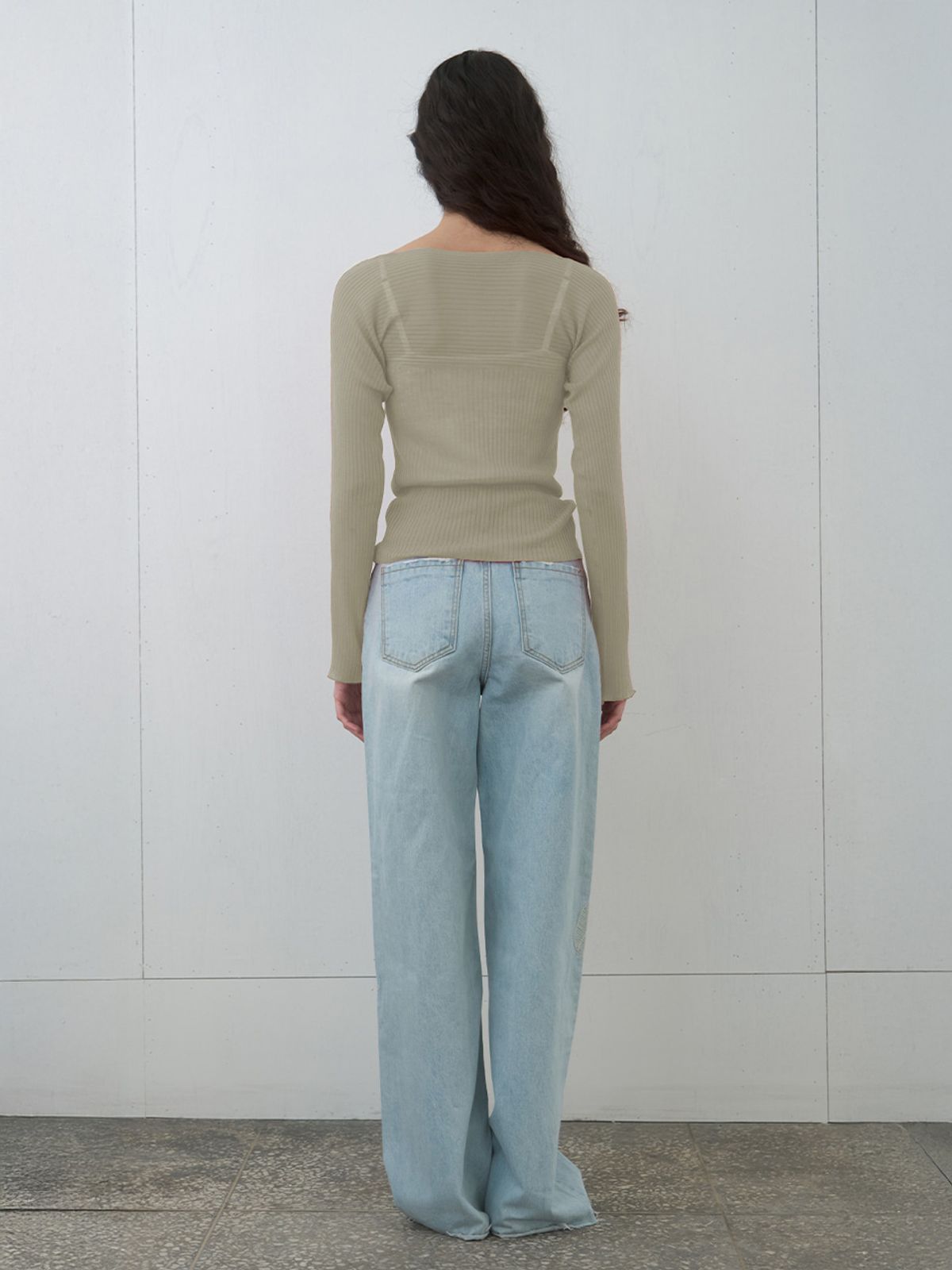 기준(KIJUN) Sheer Boatneck Knit Sage