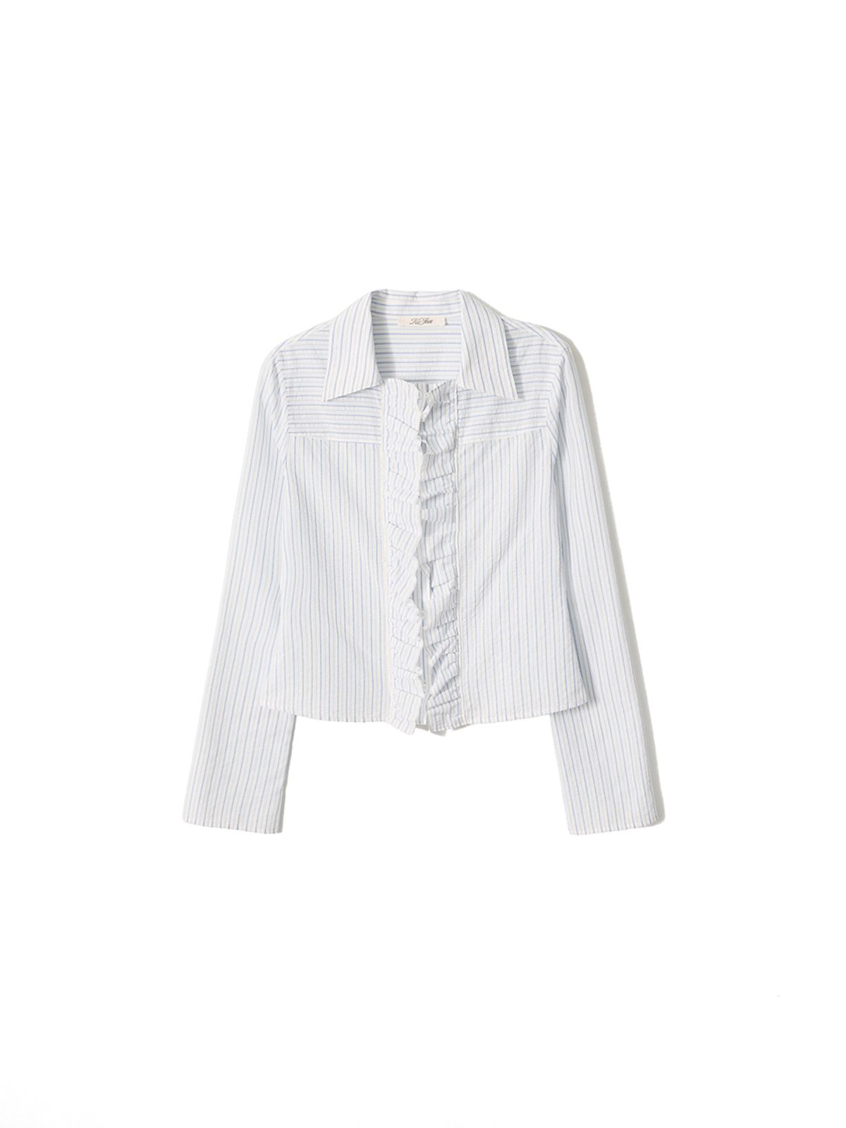 기준(KIJUN) Ruffle Detail Shirt Sky Blue