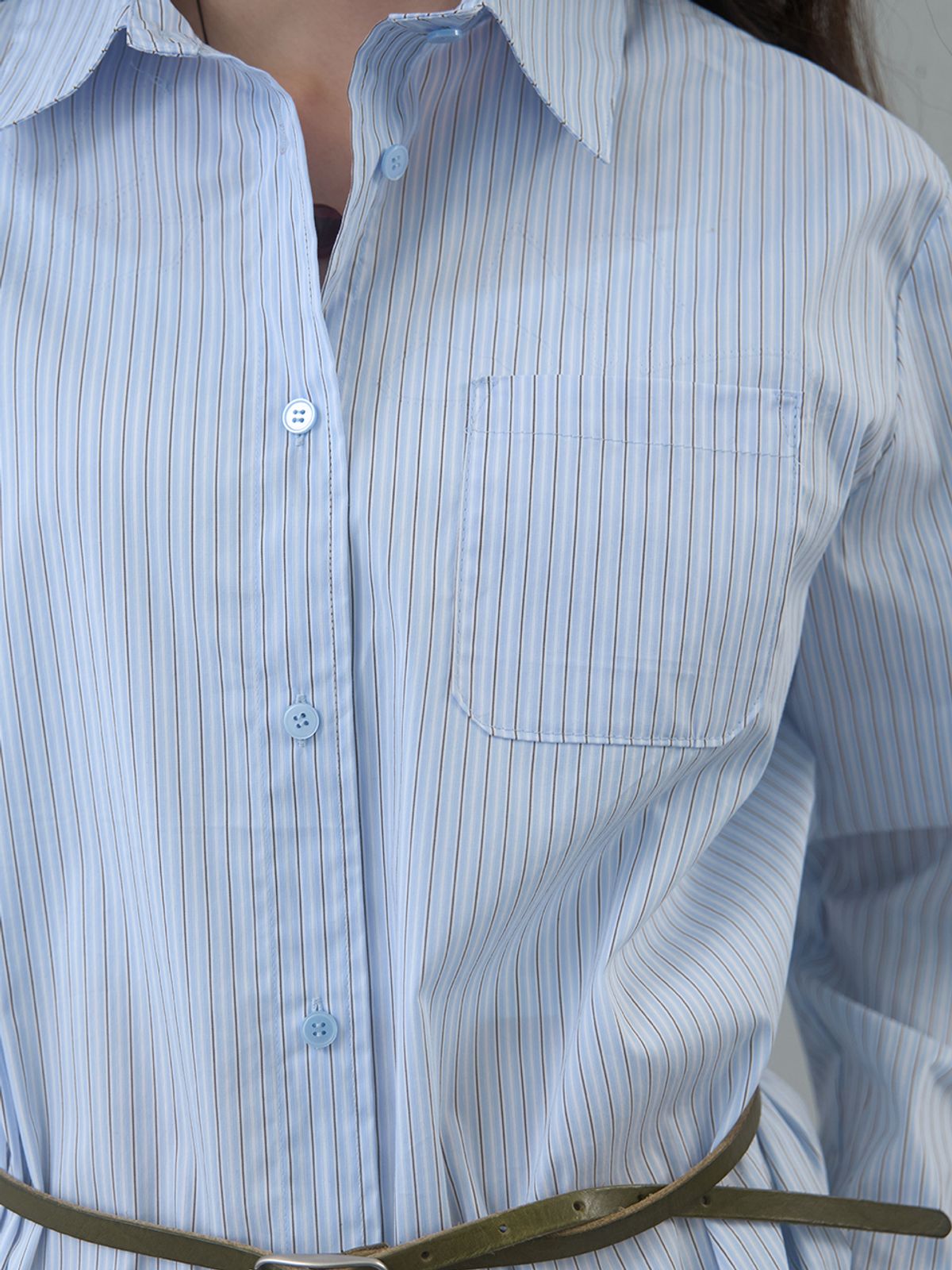 기준(KIJUN) Stripe Oversized Shirt Sky Blue