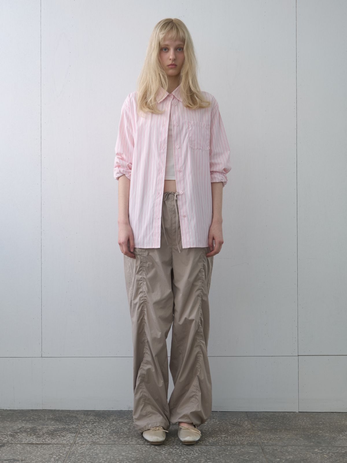 기준(KIJUN) Stripe Oversized Shirt Pink