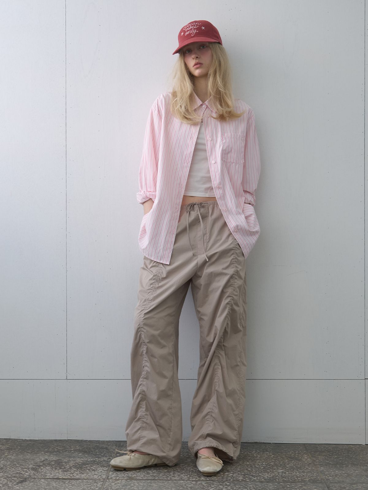 기준(KIJUN) Stripe Oversized Shirt Pink