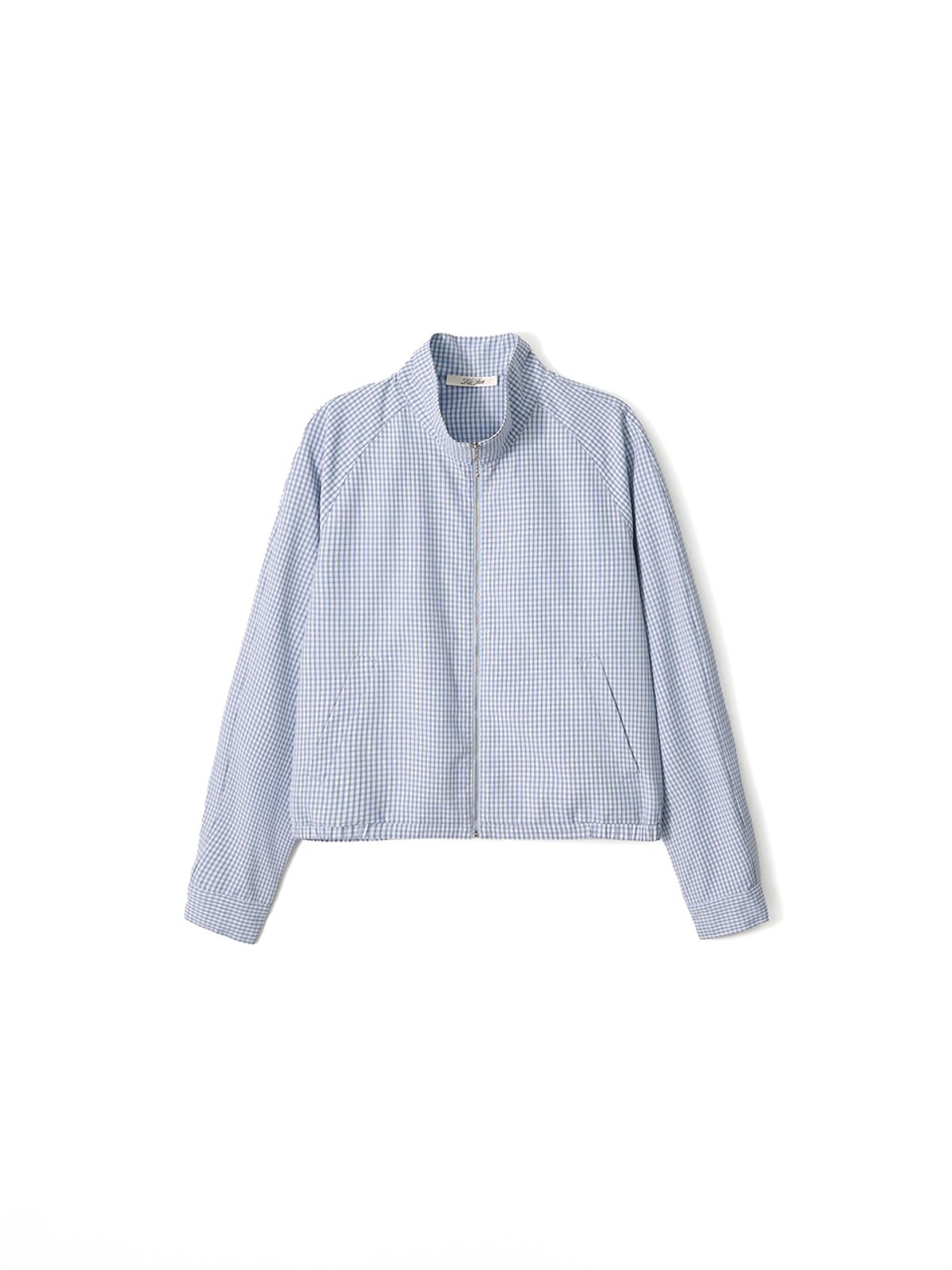 기준(KIJUN) Regular Check Blouson Sky Blue