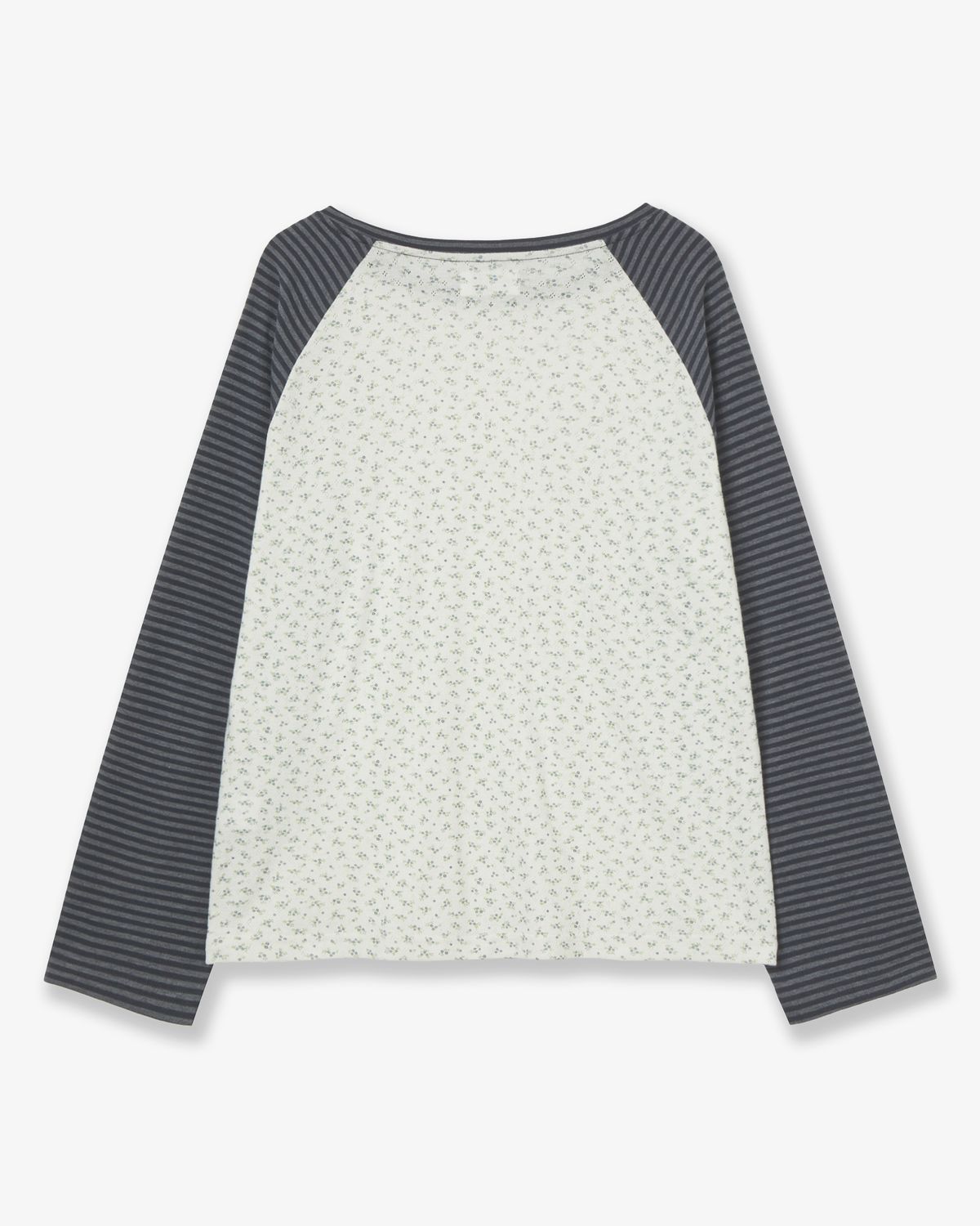 에이이에이이(AEAE) COZY FLOWER RAGLAN LONG SLEEVE [CHARCOAL]