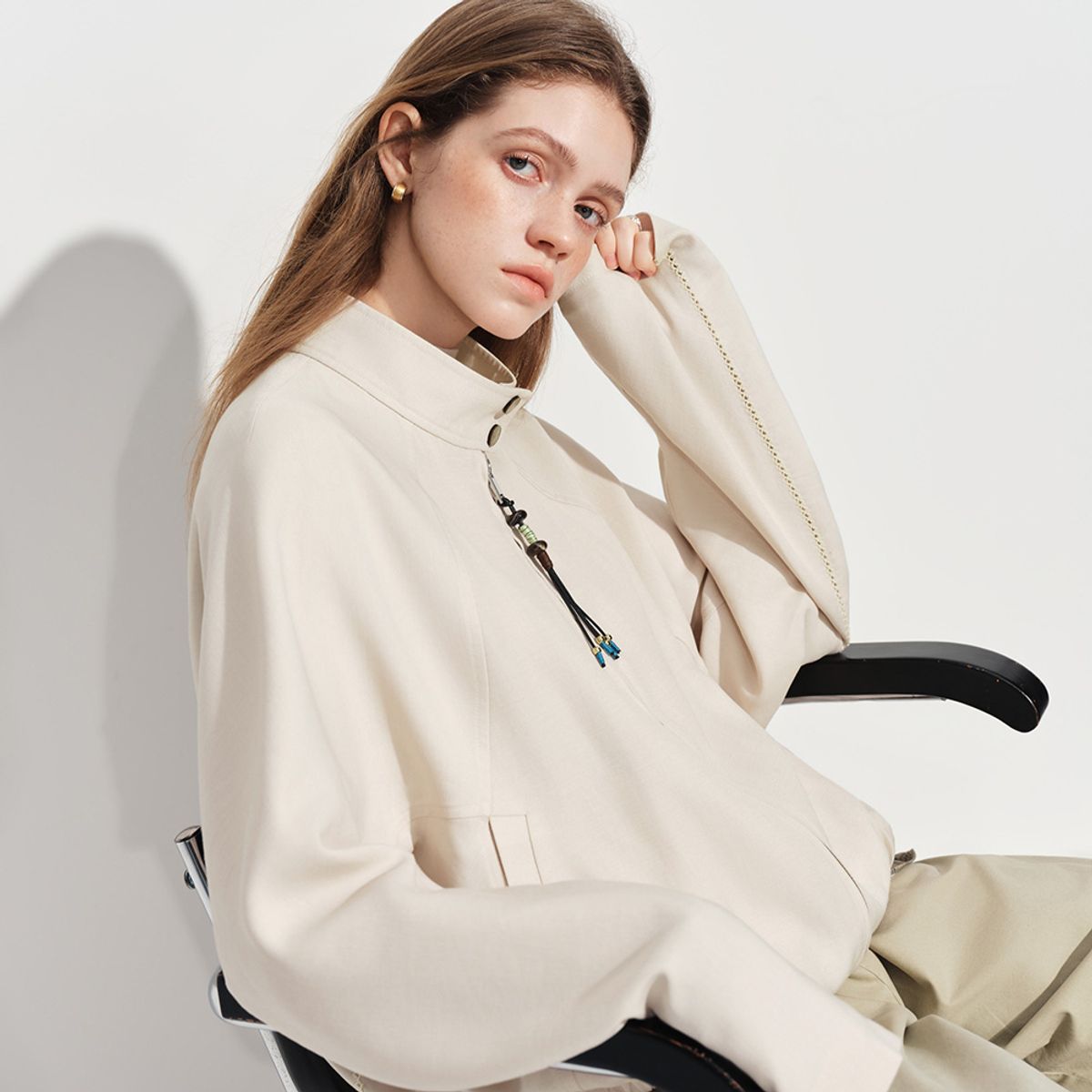 웬스데이딜라잇(WEDNESDAY DELIGHT) WD_Loose stand collar blouson