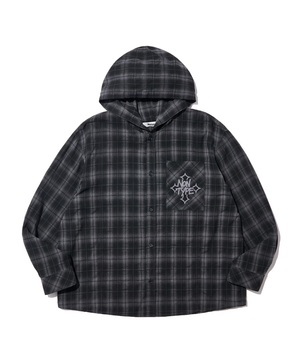논타입(NONTYPE) CHECK HOODY SHIRTS (BLACK)