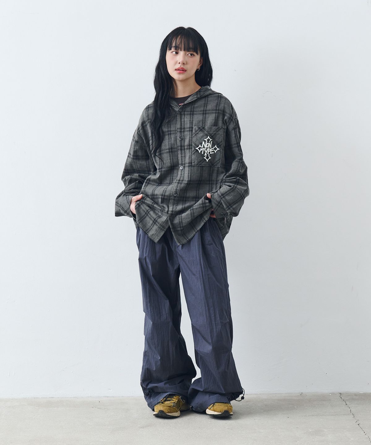 논타입(NONTYPE) CHECK HOODY SHIRTS (GREY)