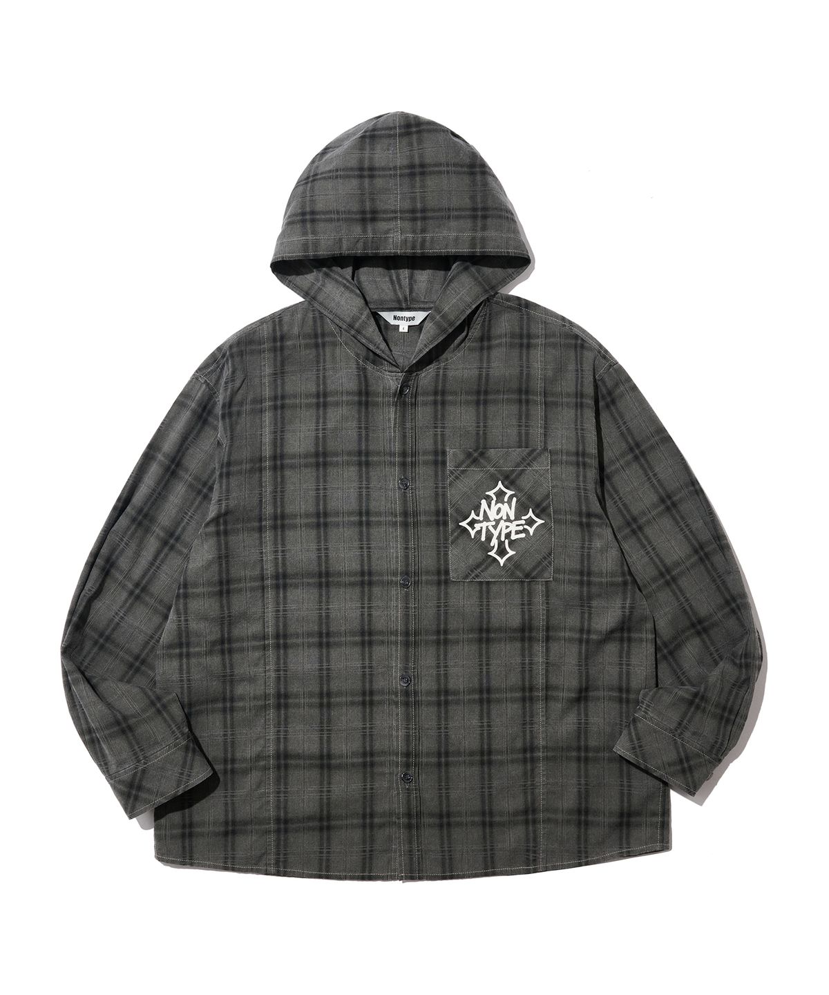 논타입(NONTYPE) CHECK HOODY SHIRTS (GREY)