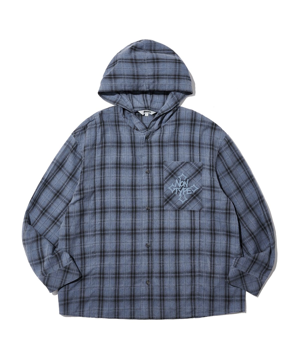 논타입(NONTYPE) CHECK HOODY SHIRTS (BLUE)