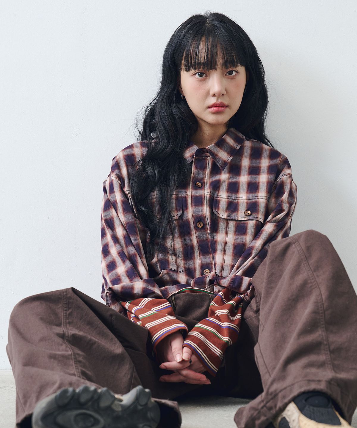 논타입(NONTYPE) GARMENT WASHED COMFY SHIRTS (NAVY CHECK)