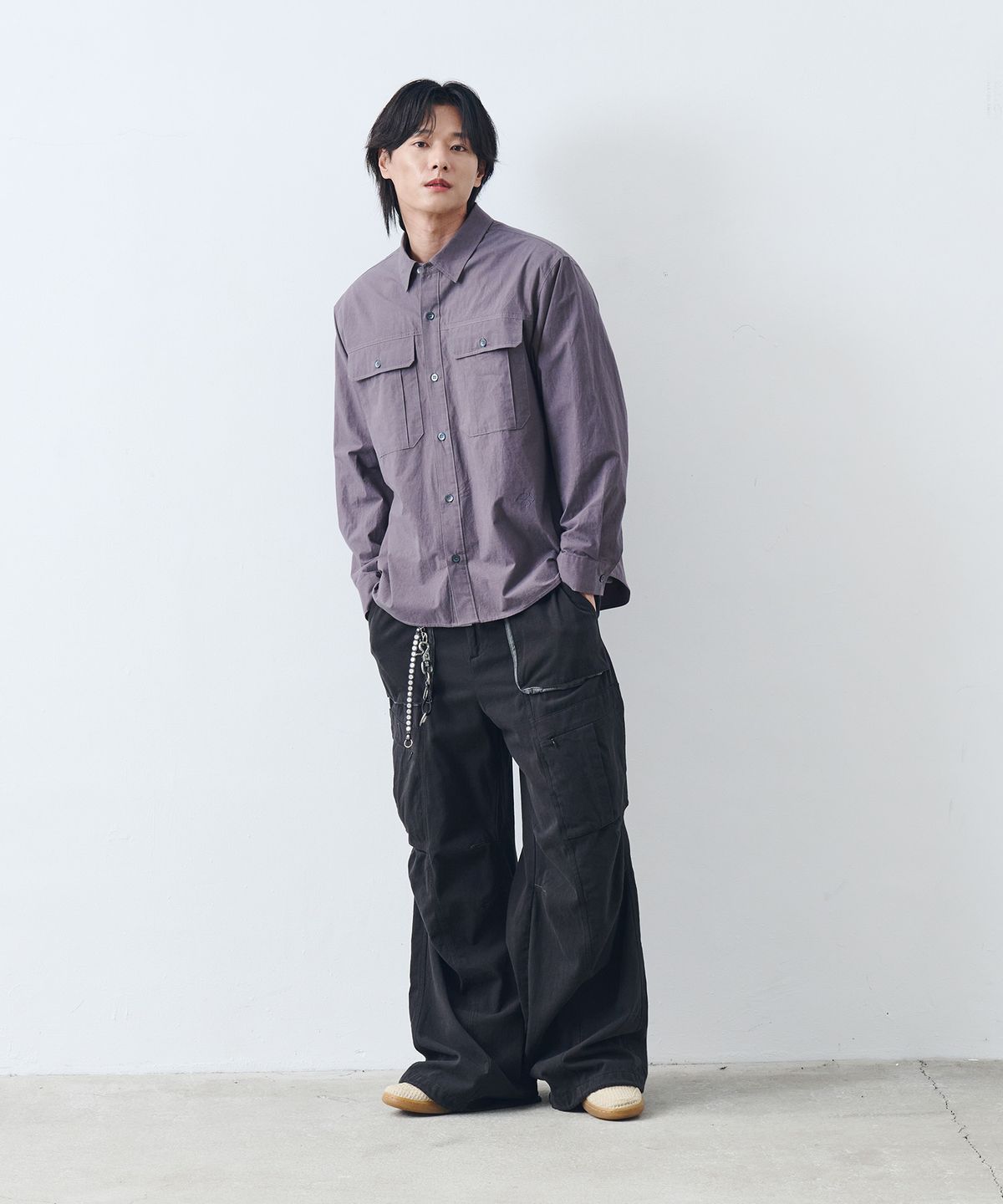 논타입(NONTYPE) GARMENT WASHED COMFY SHIRTS (CHARCOAL)