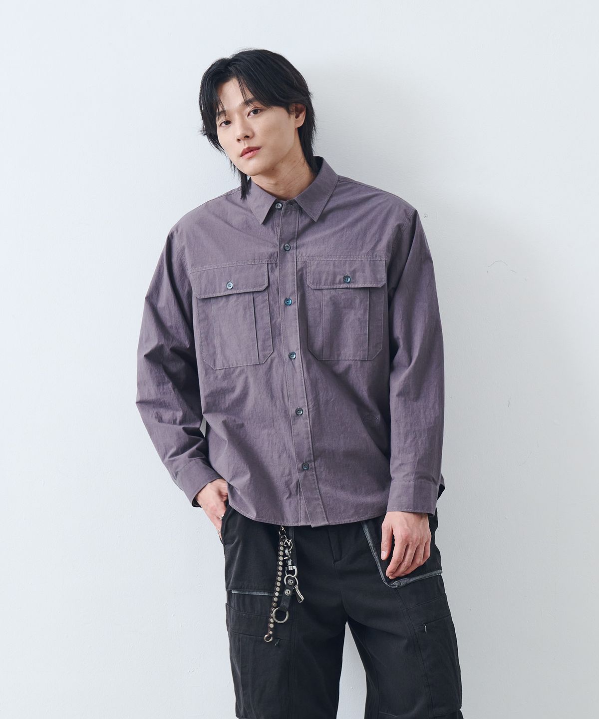 논타입(NONTYPE) GARMENT WASHED COMFY SHIRTS (CHARCOAL)