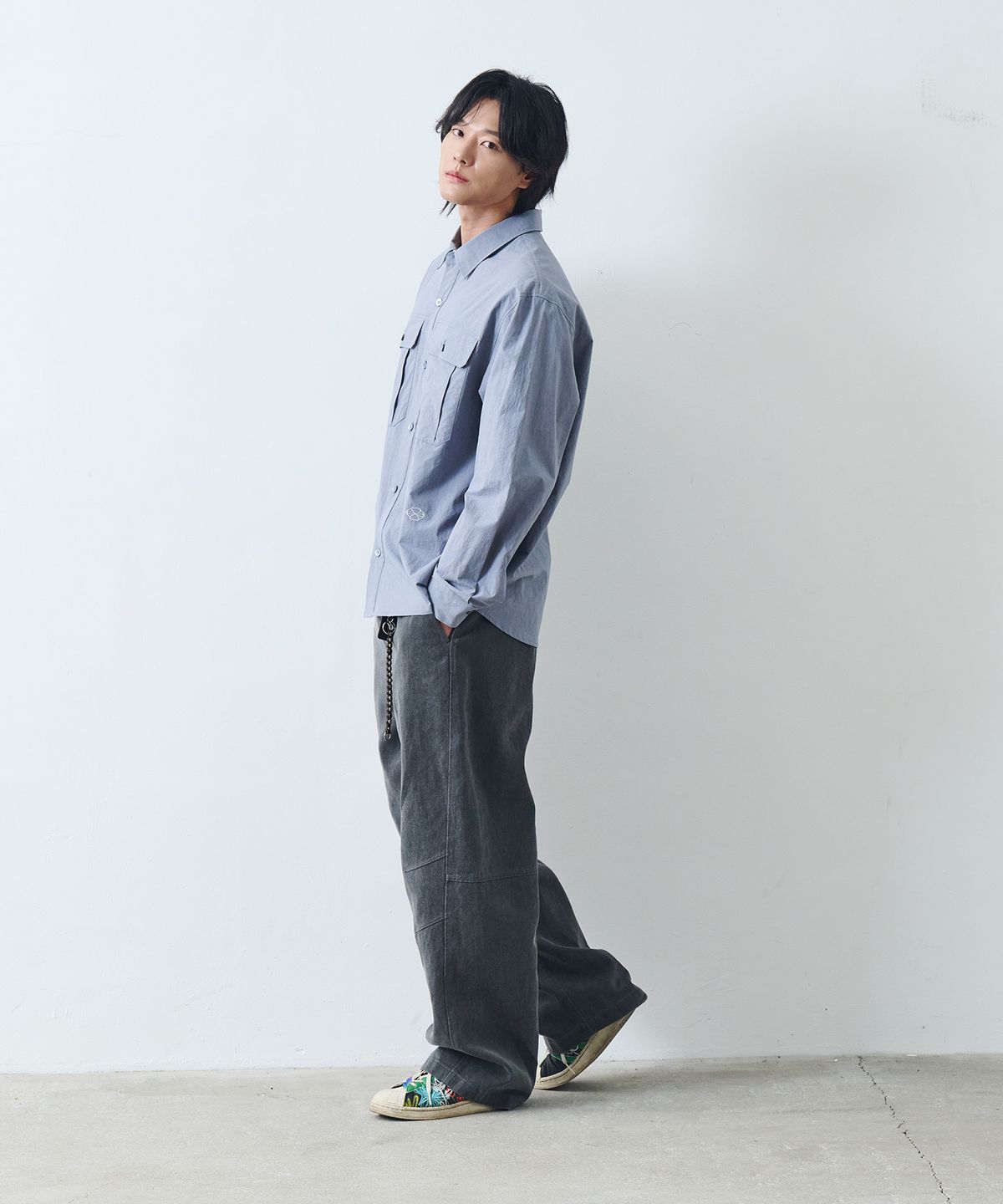 논타입(NONTYPE) GARMENT WASHED COMFY SHIRTS (DEEP SKY)