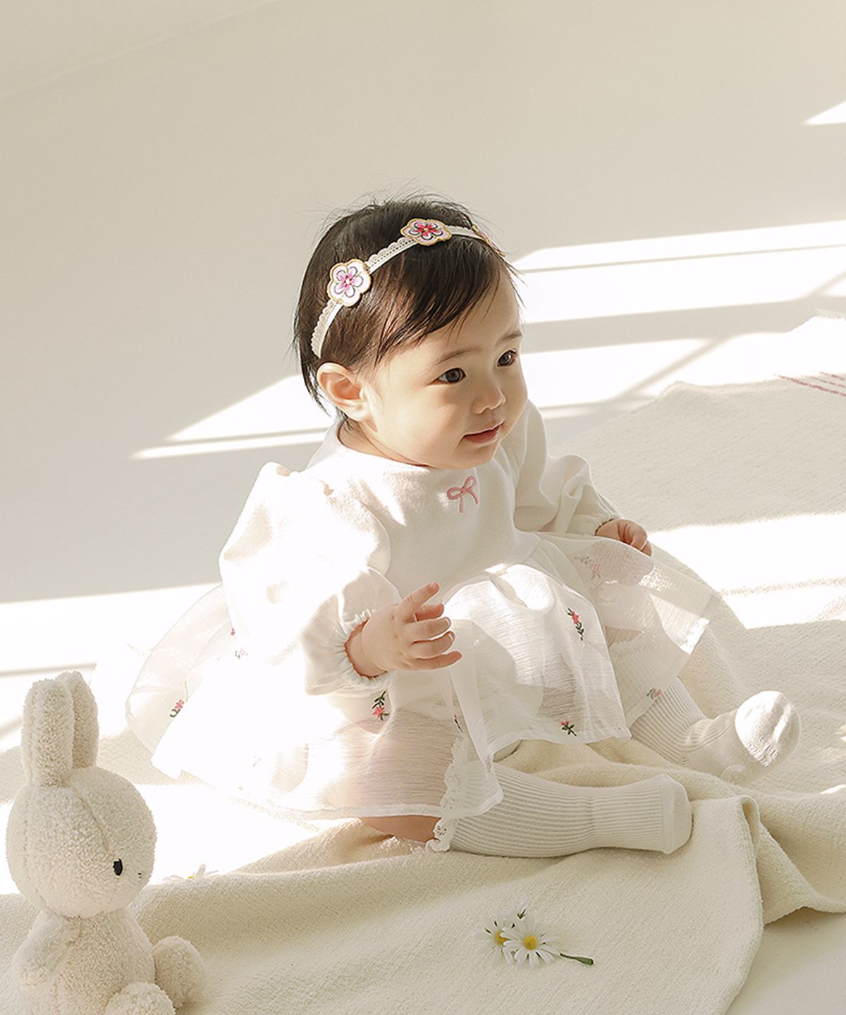 아림클로젯(ARIMCLOSET) 몽실몽실 하양이 아기 구름을 닮았죠 - 아기 오간자 바디슈트