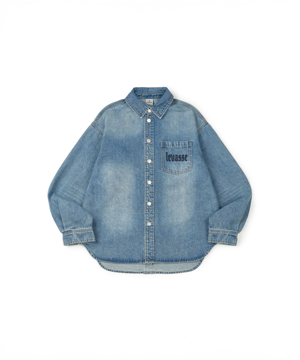 르바세(LEVASSE) Signature Lettering  Denim Shirt Jacket_Blue