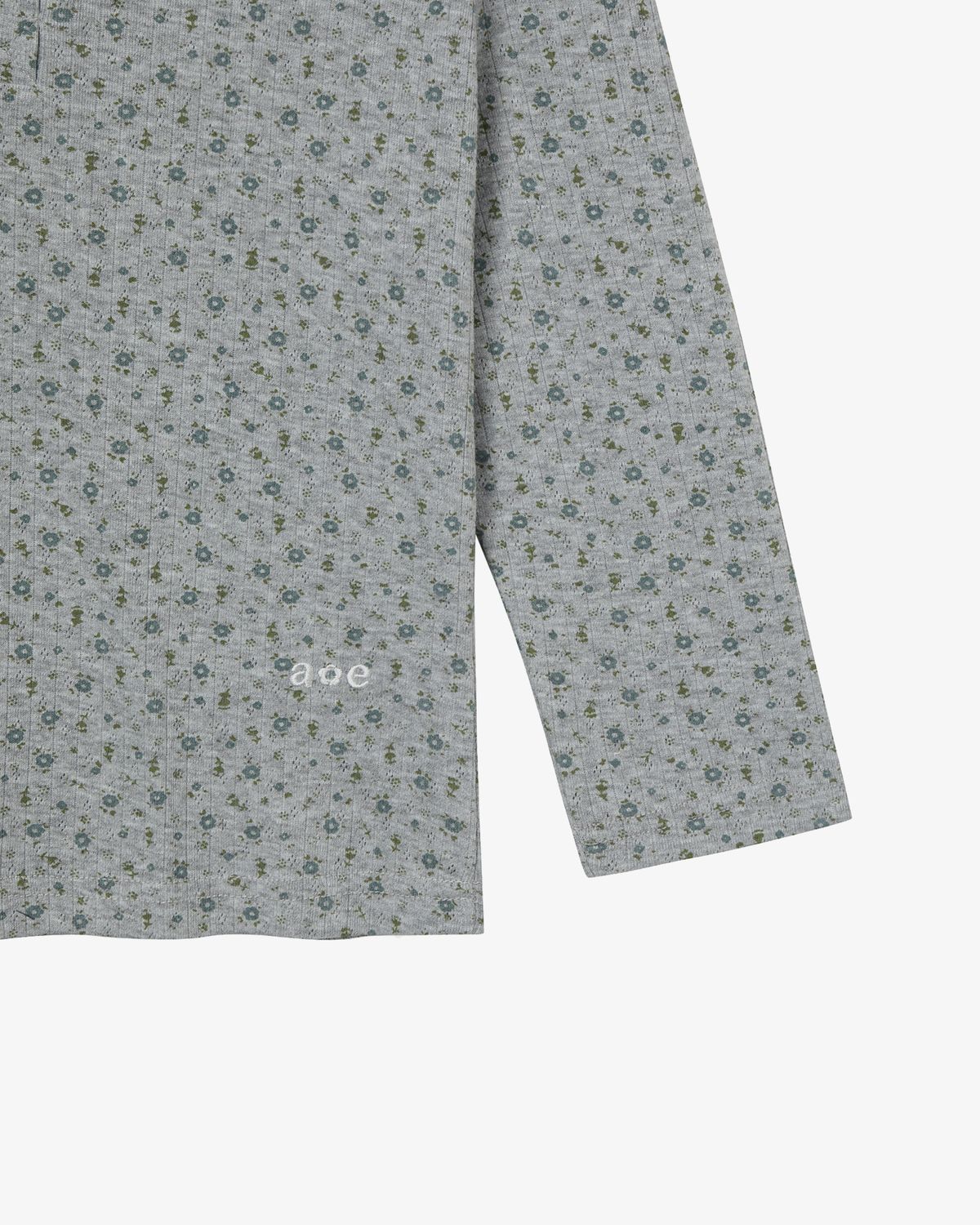 에이이에이이(AEAE) FLOWER HENLEY NECK TEE [MELANGE GREY]