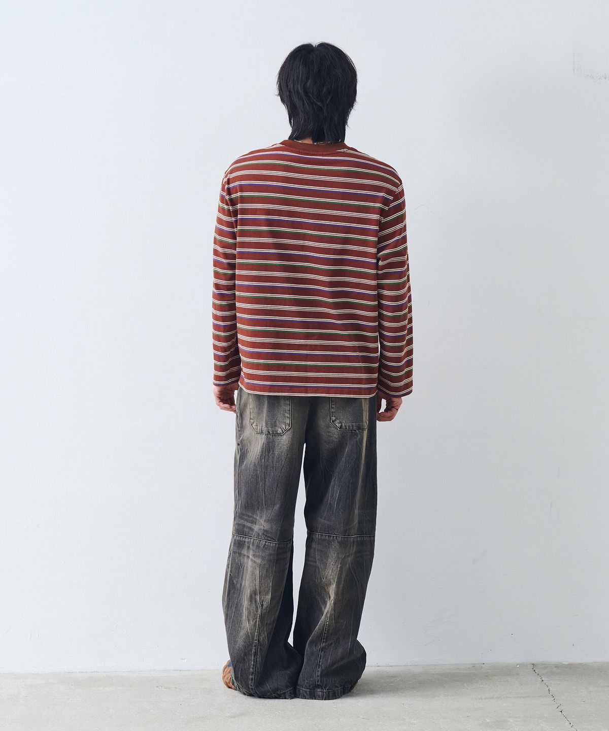 논타입(NONTYPE) GRADATION BIKER DENIM (BROWN)