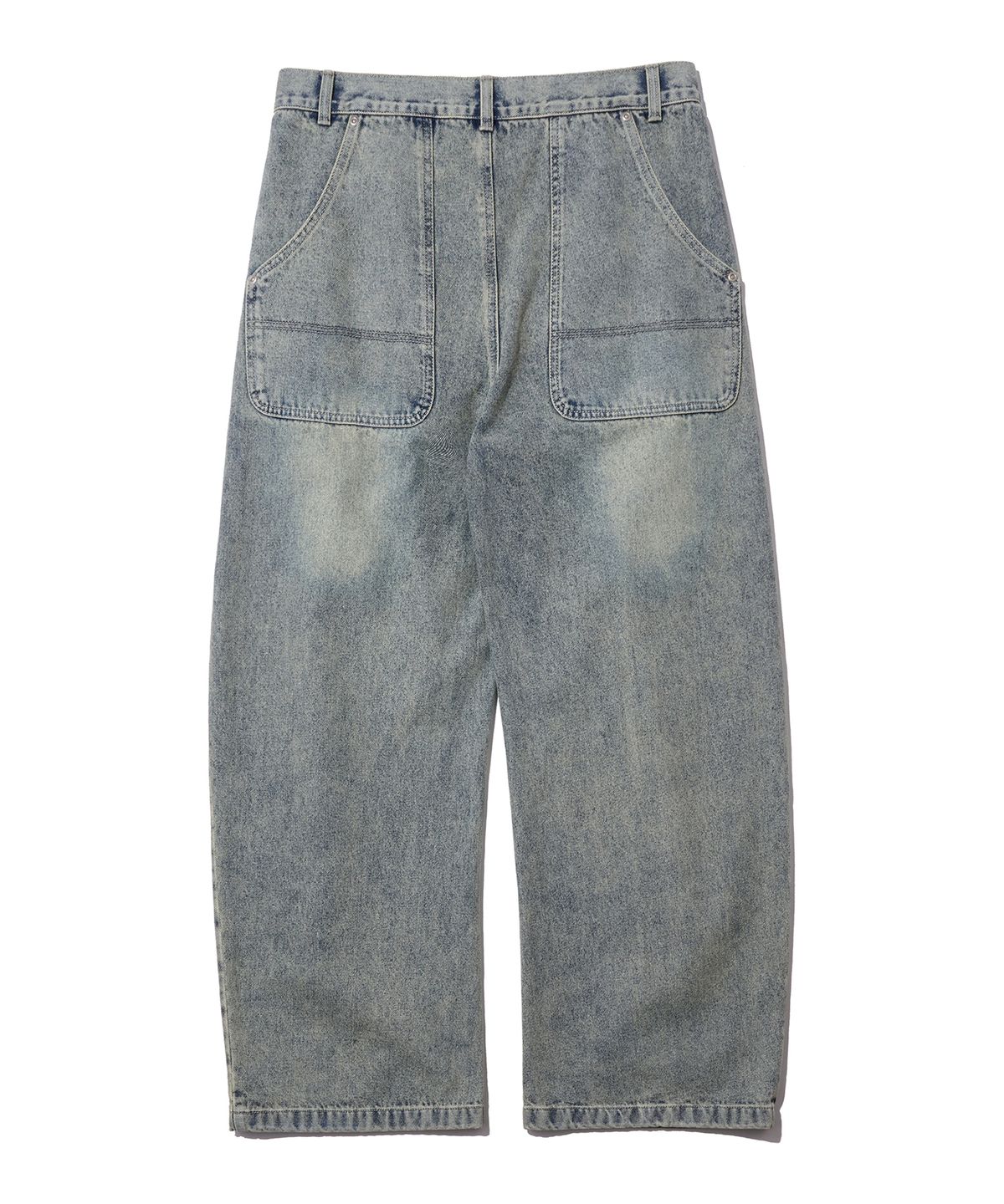 논타입(NONTYPE) CURVED DIAGONAL TUCK DENIM (WASHED BLUE)