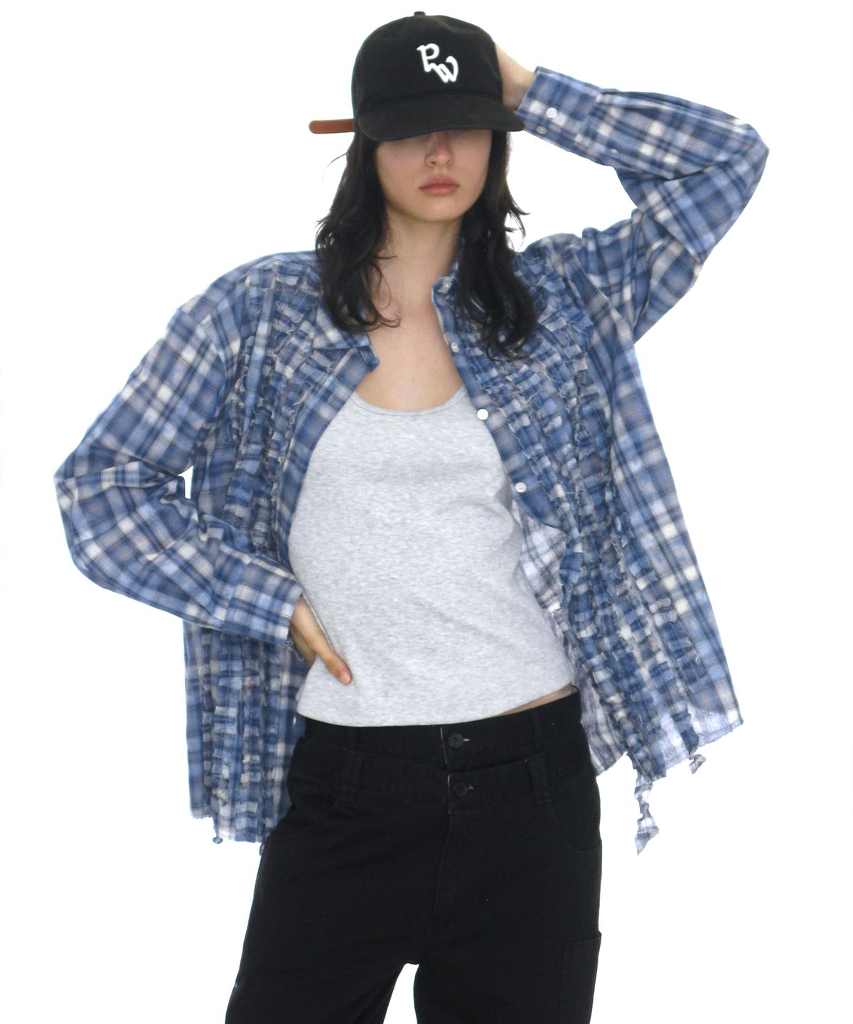 파르티멘토 우먼(PARTIMENTO WOMEN) 워시드 PW 엠브로이더드 그랜대드 캡_블랙