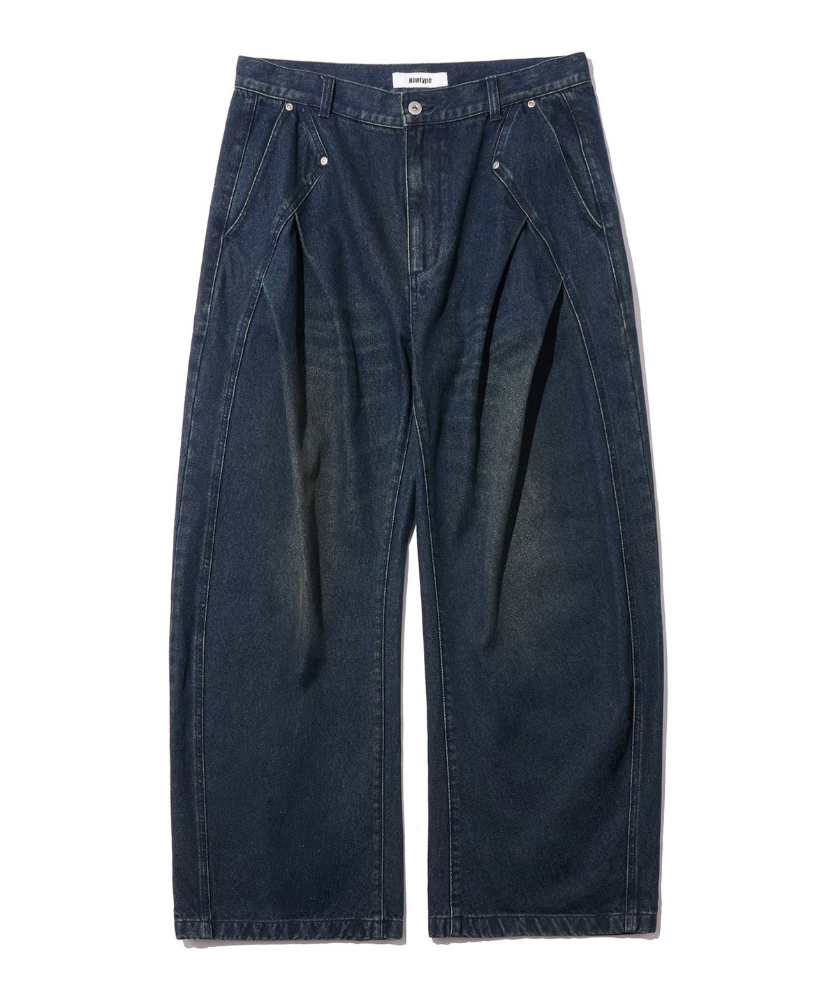 논타입(NONTYPE) CURVED DIAGONAL TUCK DENIM (INDIGO)
