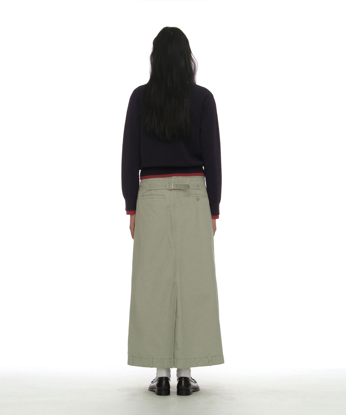 파르티멘토 우먼(PARTIMENTO WOMEN) 인버티드 드로스트링 맥시 스커트_스톤