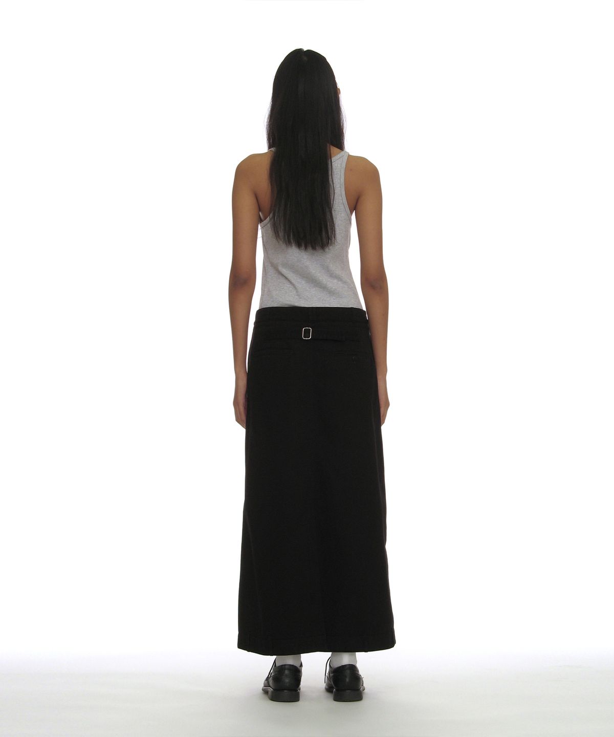 파르티멘토 우먼(PARTIMENTO WOMEN) 인버티드 드로스트링 맥시 스커트_블랙