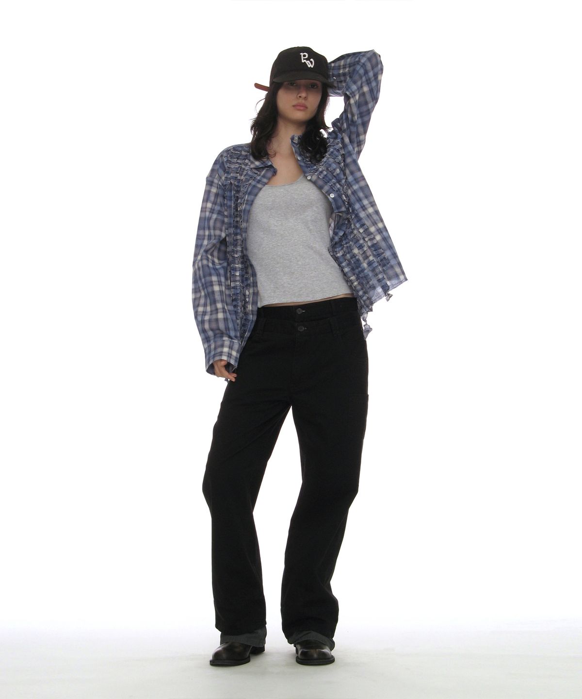 파르티멘토 우먼(PARTIMENTO WOMEN) 워시드 더블 레이어 팬츠_블랙