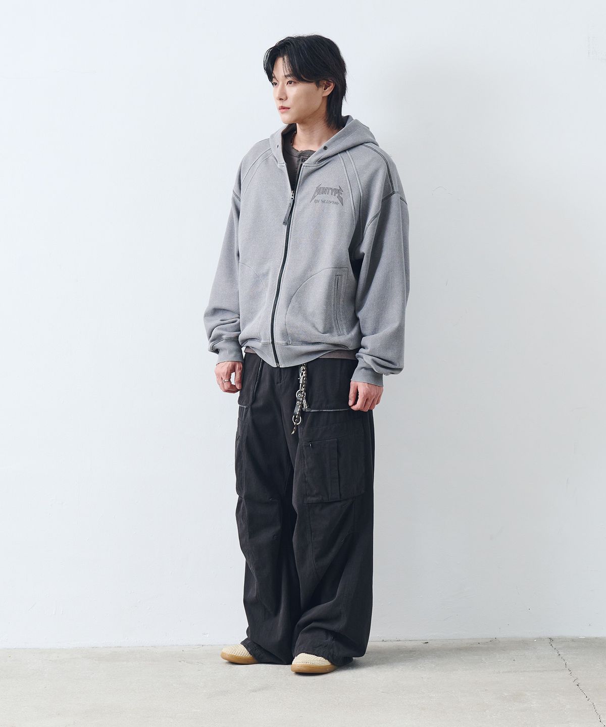 논타입(NONTYPE) PARACHUTE CONTRAST CARGO PANT (BLACK)