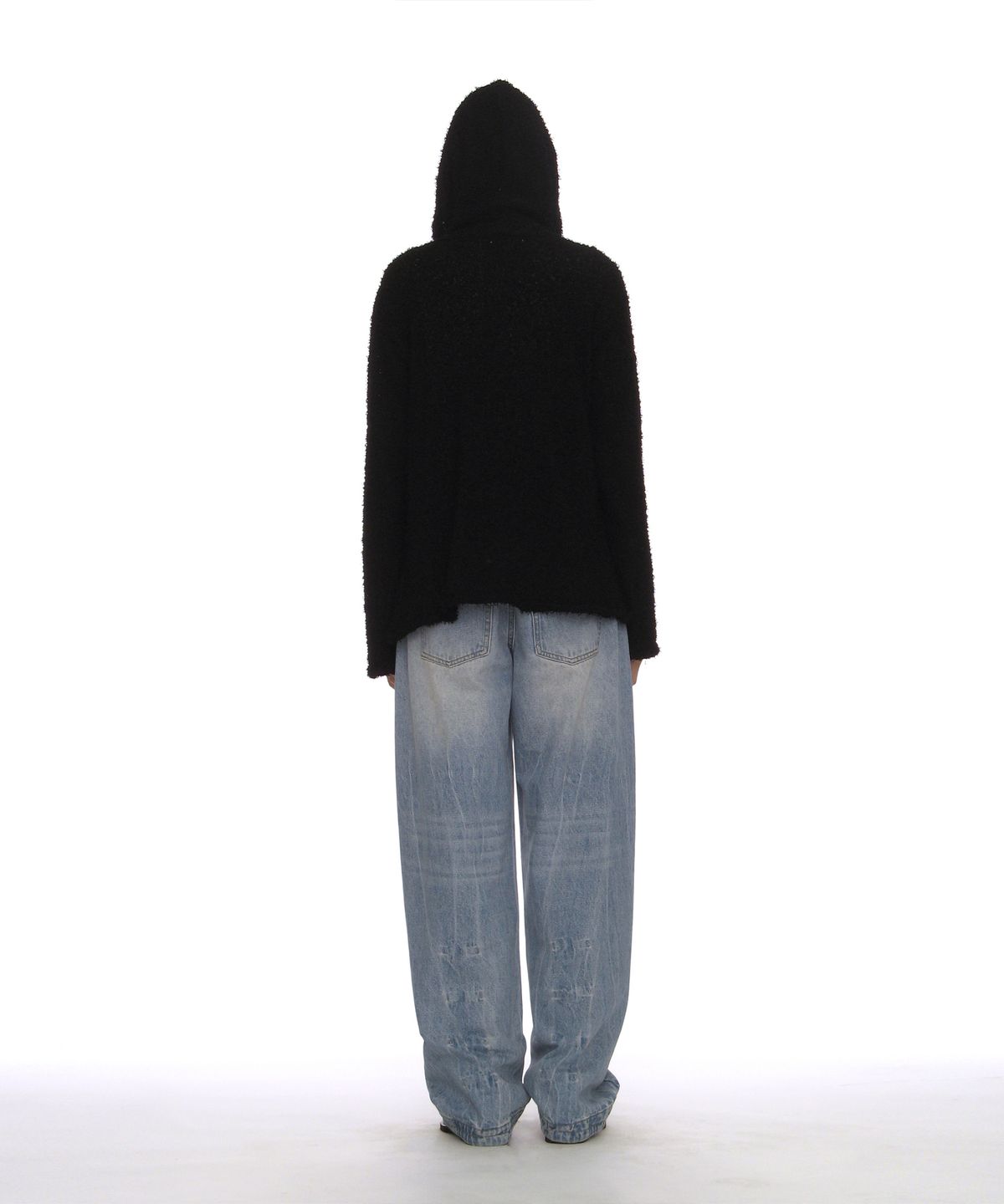 파르티멘토 우먼(PARTIMENTO WOMEN) 그런지 부클 후디드 가디건_블랙